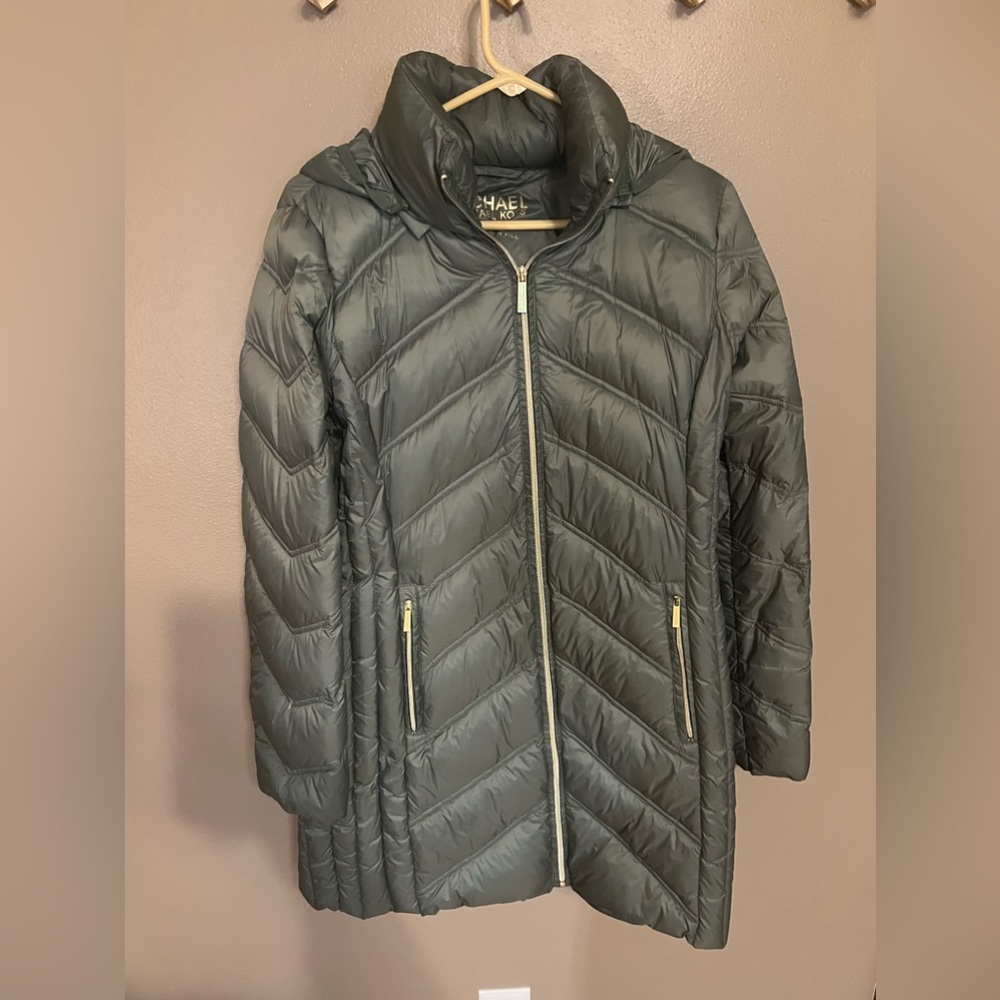 Michael Kors Packable Down Fill Coat Sage Green M